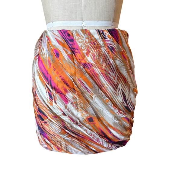 NWT Aryn K. Silk Bubble Mini Skirt in Pink & Orange Size Medium - Picture 1 of 5